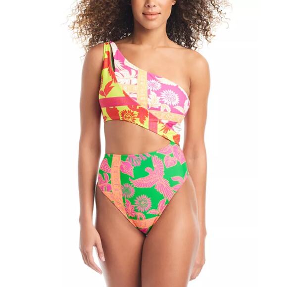 NEW Bar III Cut Out One Piece Swimsuit Size XL Monokini Asymmetric One Shoulder - Picture 1 of 9